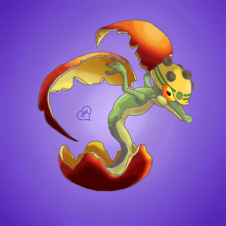 Pokemon A flapple in a rocky helmet.